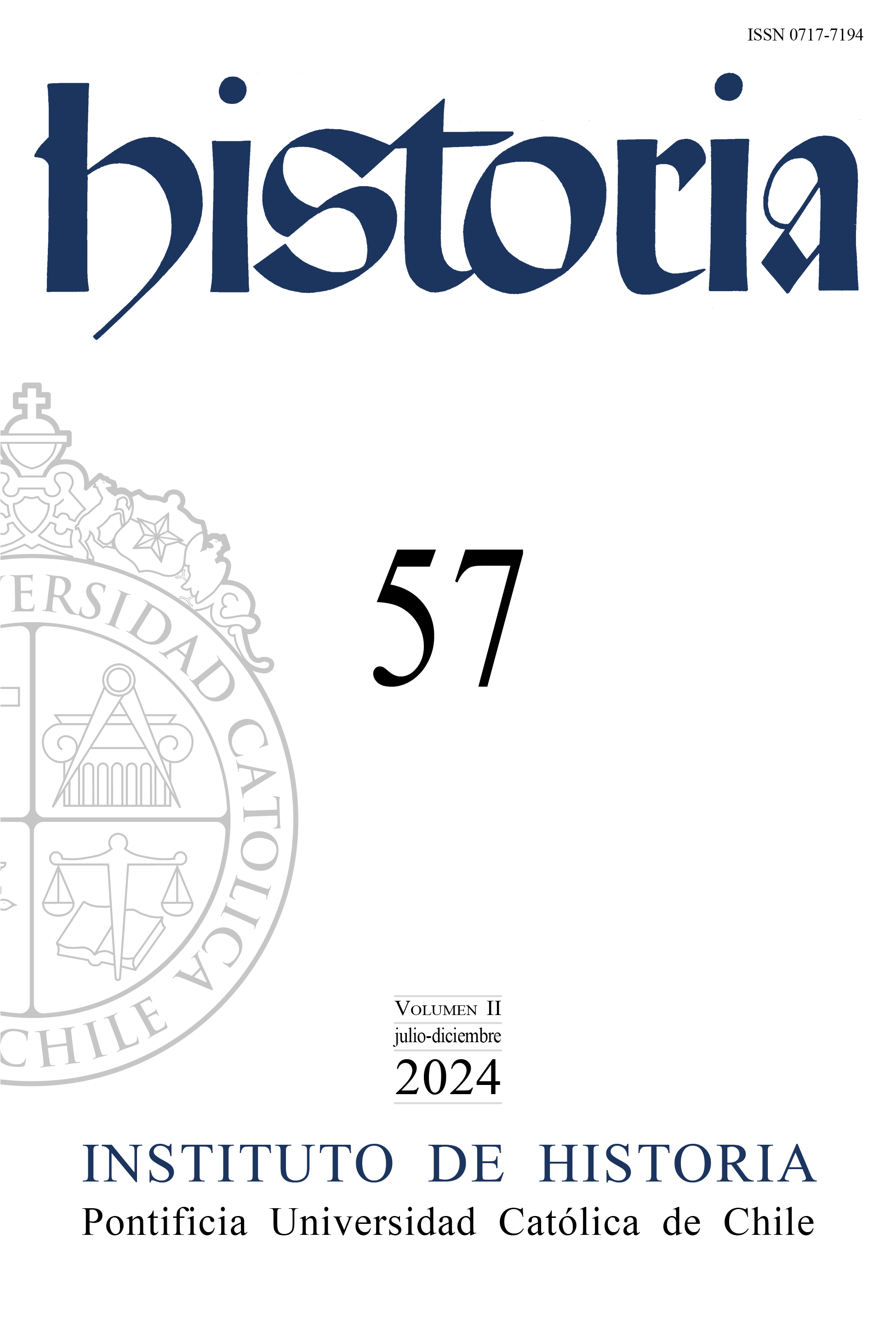 Imagen de la portada de revista Historia correspondiente al número 57, volumen 2, segundo semestre 2024